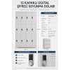 12 Kapaklı Dijital Şifreli Soyunma Dolabı 12 kapaklı dijital şifreli çelik soyunma dolabı 128x36x200 cm önden görünüm
