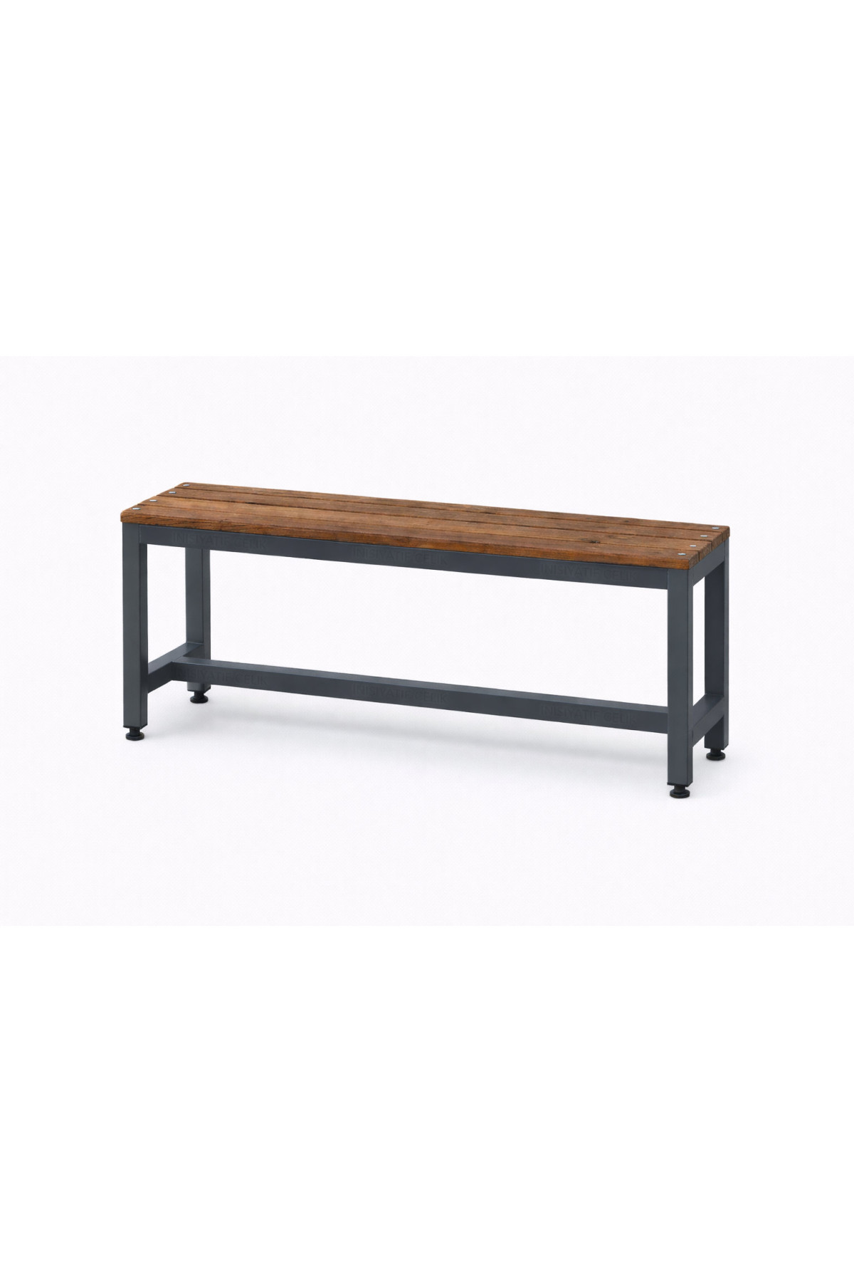 150 cm Çelik Soyunma Odası Oturma Bankı (Sırtsız Model) – Antrasit Gri (RAL 7016)