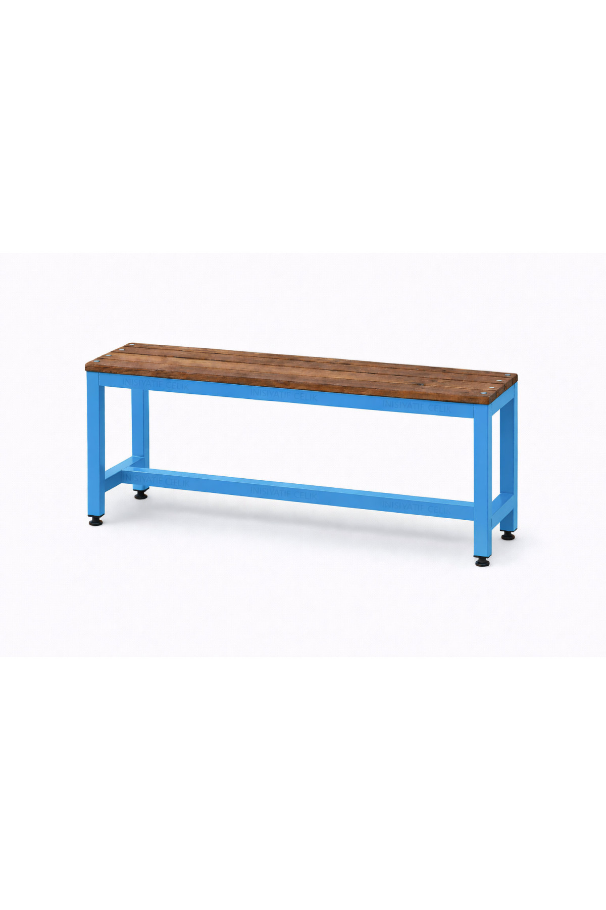 150 cm Çelik Soyunma Odası Oturma Bankı (Sırtsız Model) – Mavi (RAL 5015)