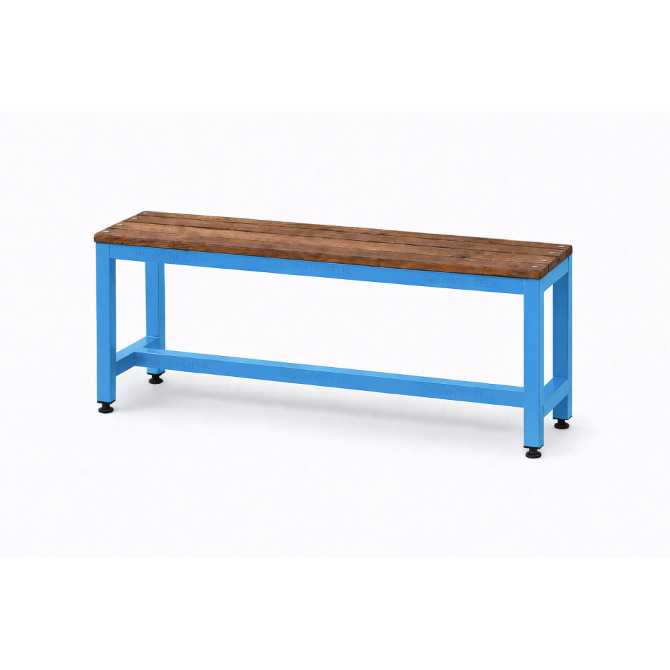 150 cm Çelik Soyunma Odası Oturma Bankı (Sırtsız Model) – Mavi (RAL 5015)