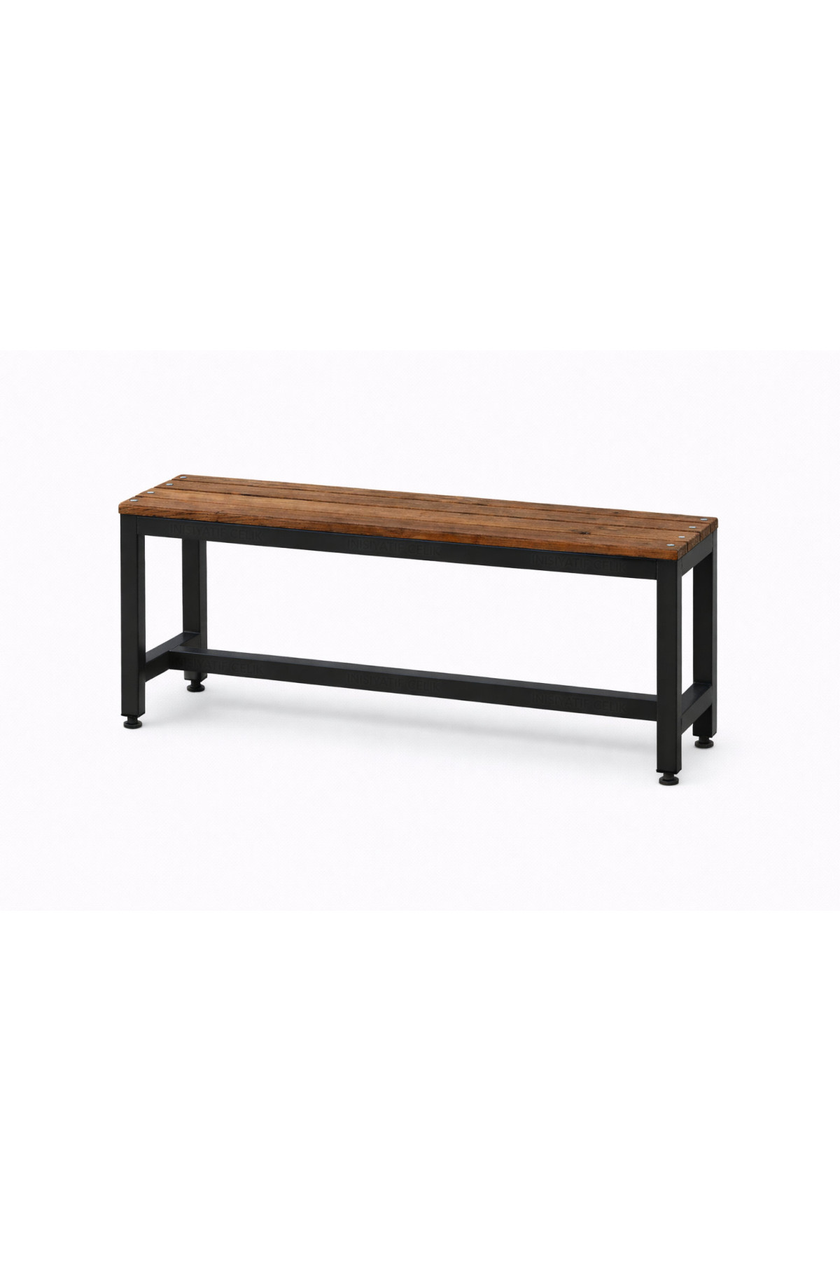 150 cm Çelik Soyunma Odası Oturma Bankı (Sırtsız Model) – Siyah (RAL 9005)