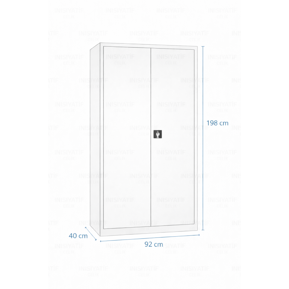 198 cm Çelik Dosya ve Malzeme Dolabı – 4 Raflı (RAL 7035)