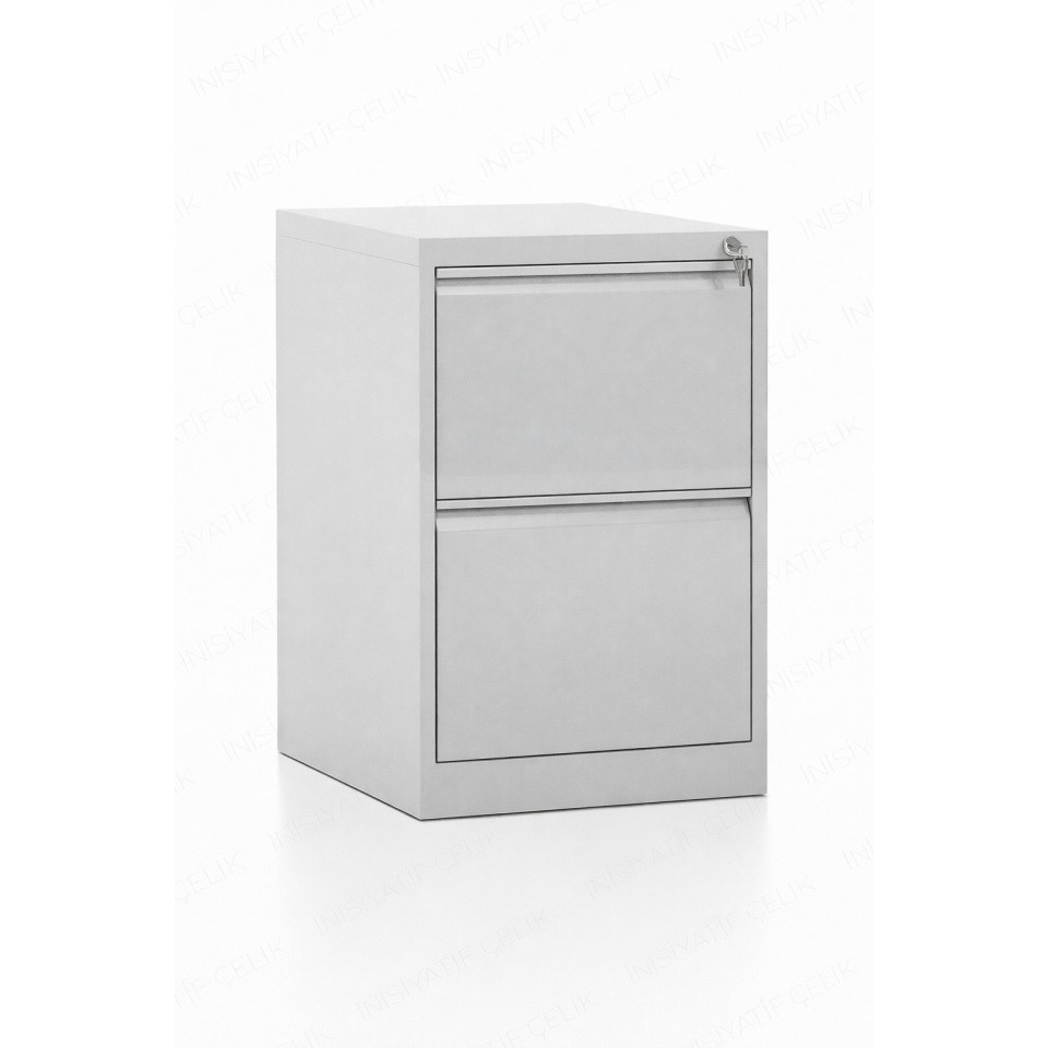 2 Çekmeceli Çelik Kartoteks Dolabı – RAL 7035