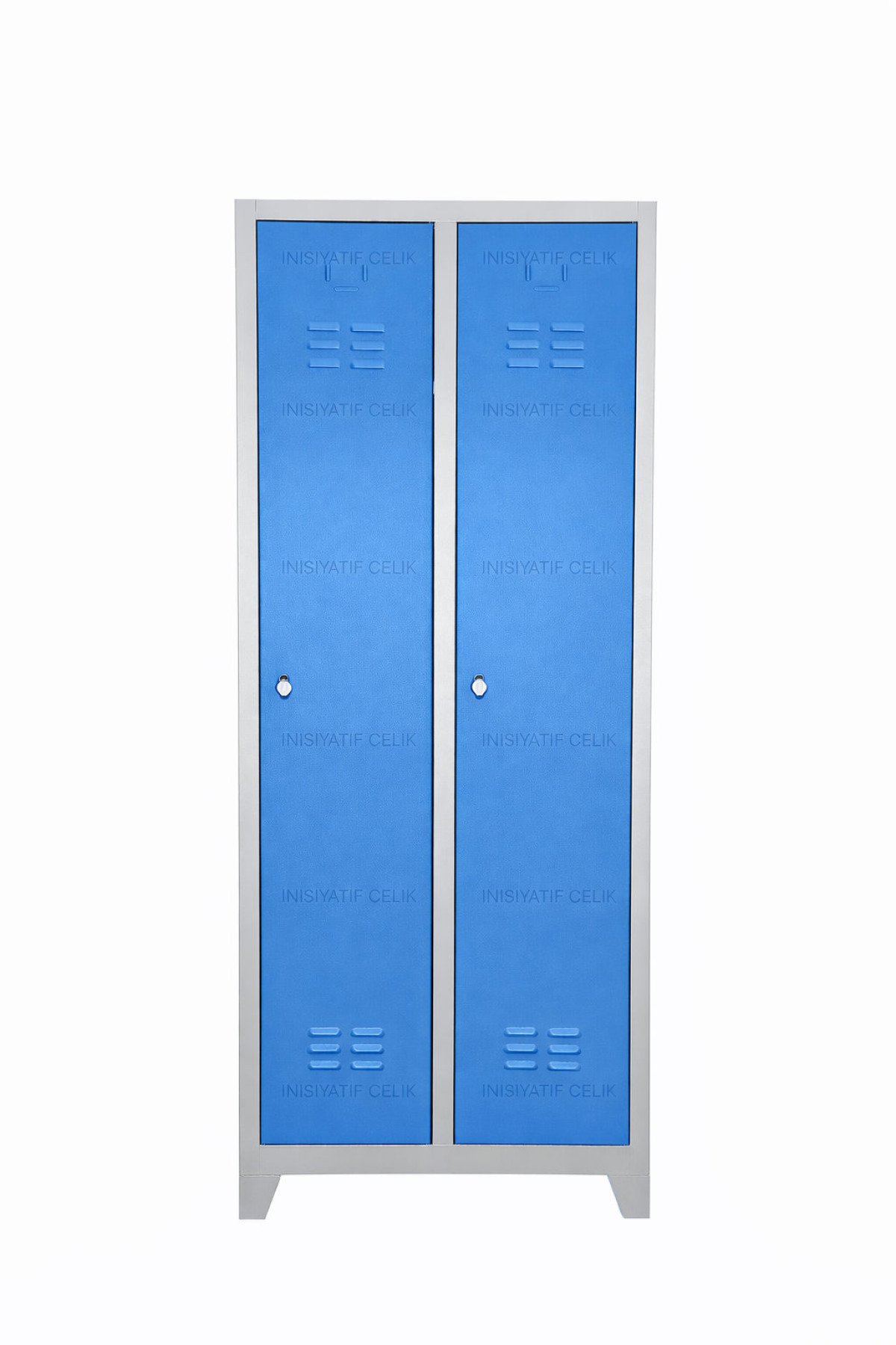 2 Kapaklı Çelik Personel Soyunma Dolabı (Eko Model – Boy Kapaklı) – Mavi (RAL 5015)