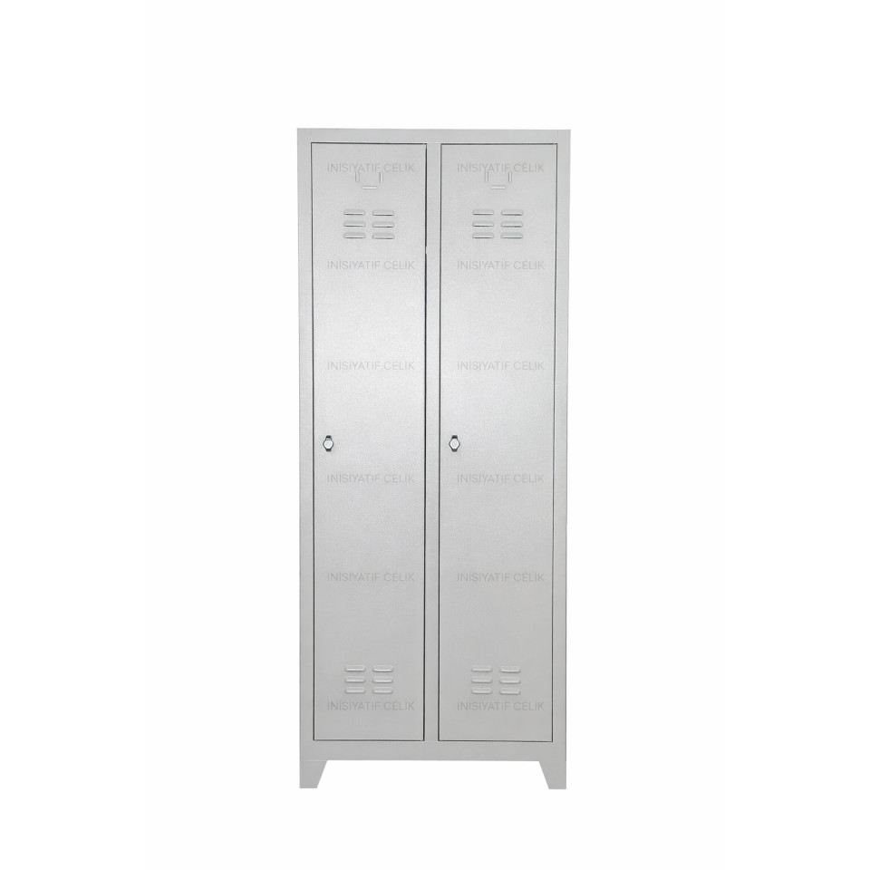 2 Kapaklı Çelik Personel Soyunma Dolabı (Eko Model – Boy Kapaklı) – RAL 7035