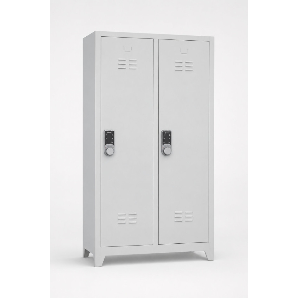 2 Kapaklı Dijital Şifreli Soyunma Dolabı 2 kapaklı dijital şifreli çelik soyunma dolabı 80x40x185 cm önden görünüm