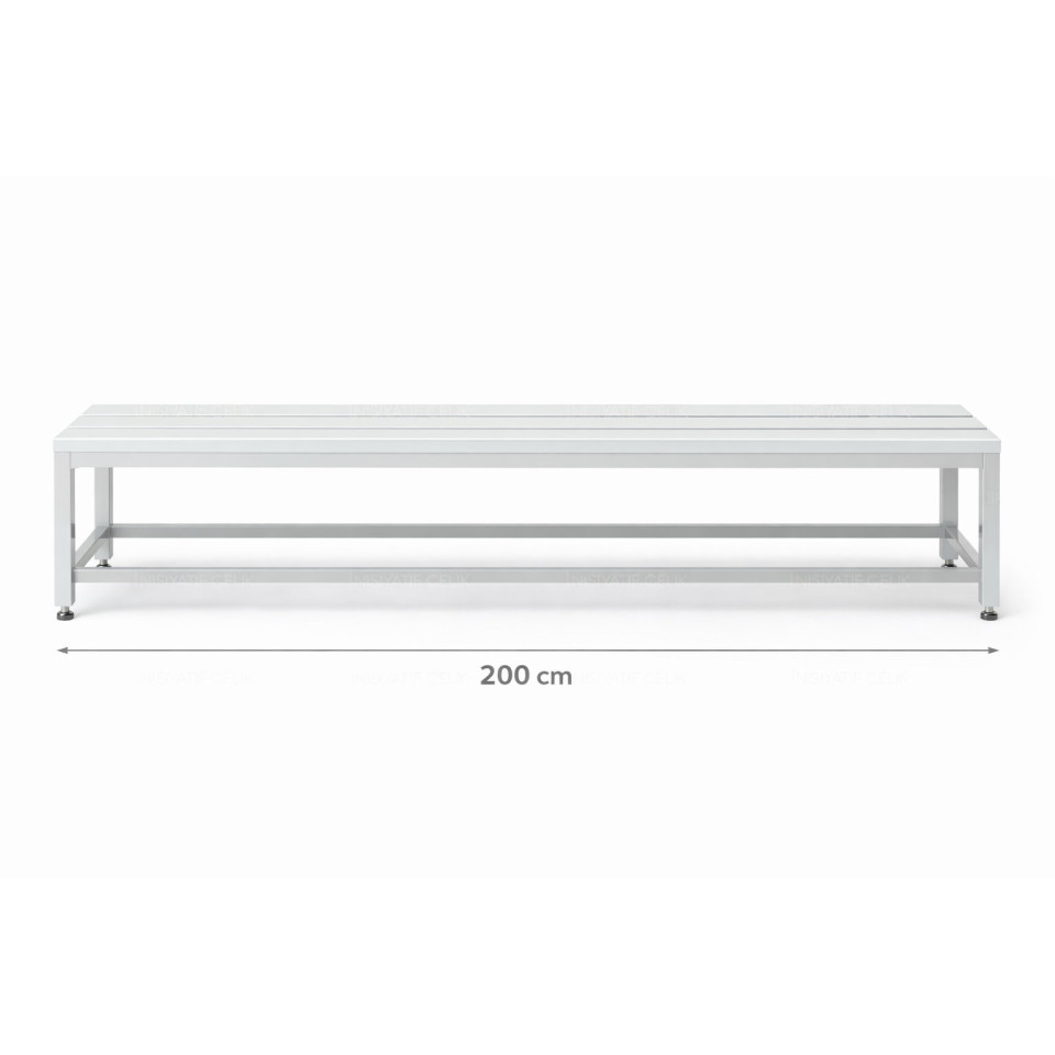 200 cm Komple Metal Çelik Soyunma Odası Oturma Bankı – RAL 7035