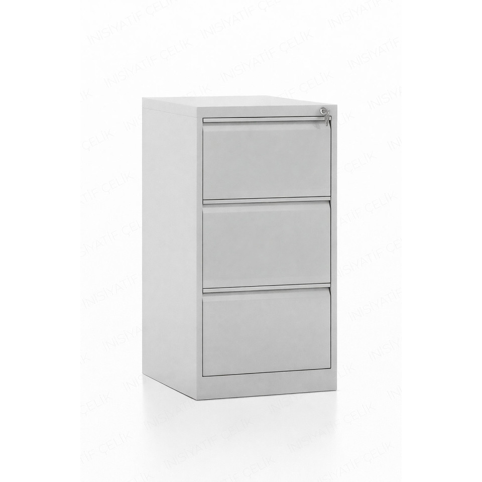 3 Çekmeceli Çelik Kartoteks Dolabı – RAL 7035