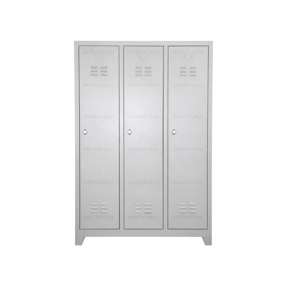 3 Kapaklı Çelik Personel Soyunma Dolabı (Eko Model) – RAL 7035