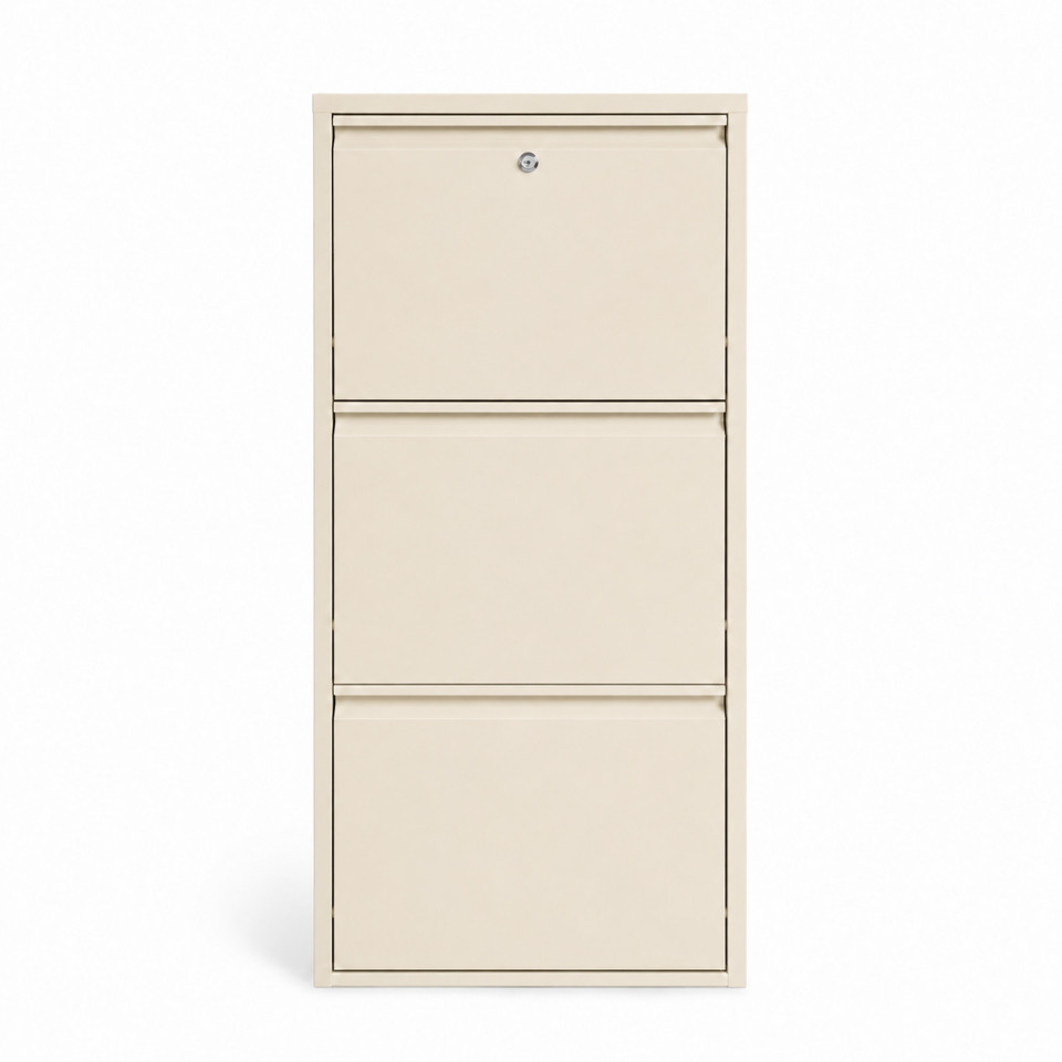 3'lü Kilitli Metal Ayakkabılık – Toplu Alım ve Proje Kullanımına Uygun 3'lü kilitli metal ayakkabılık 50x15x103 cm krem toplu alım