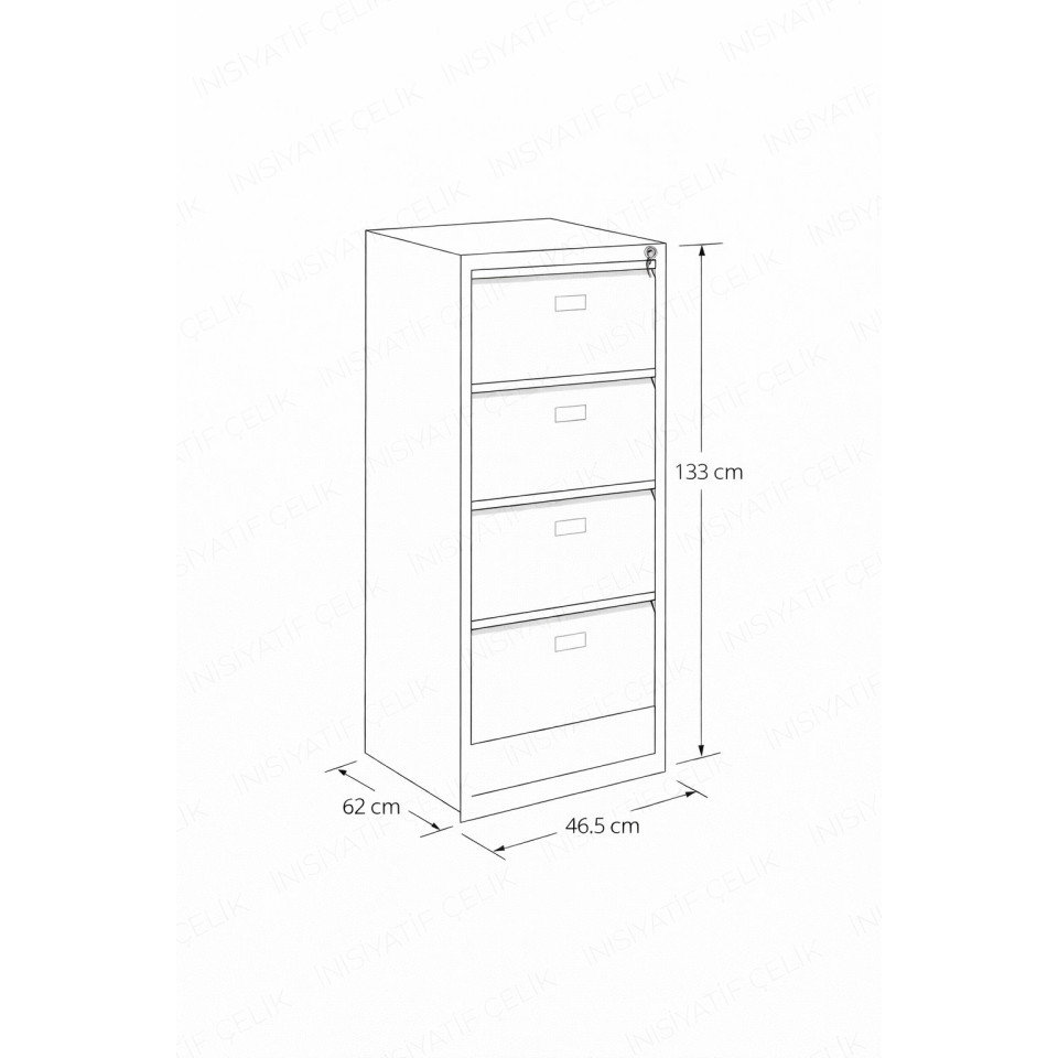 4 Çekmeceli Çelik Kartoteks Dolabı – RAL 7035