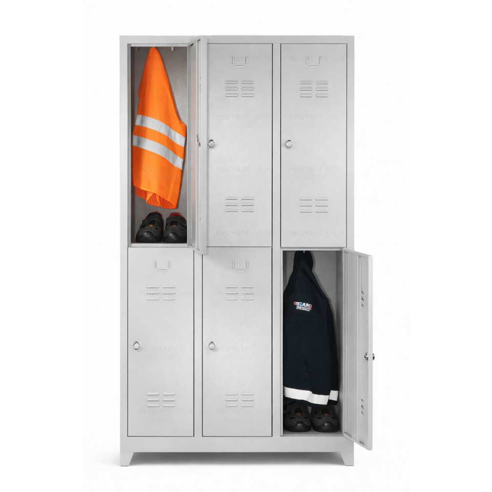 6 Kapaklı Çelik Personel Soyunma Dolabı