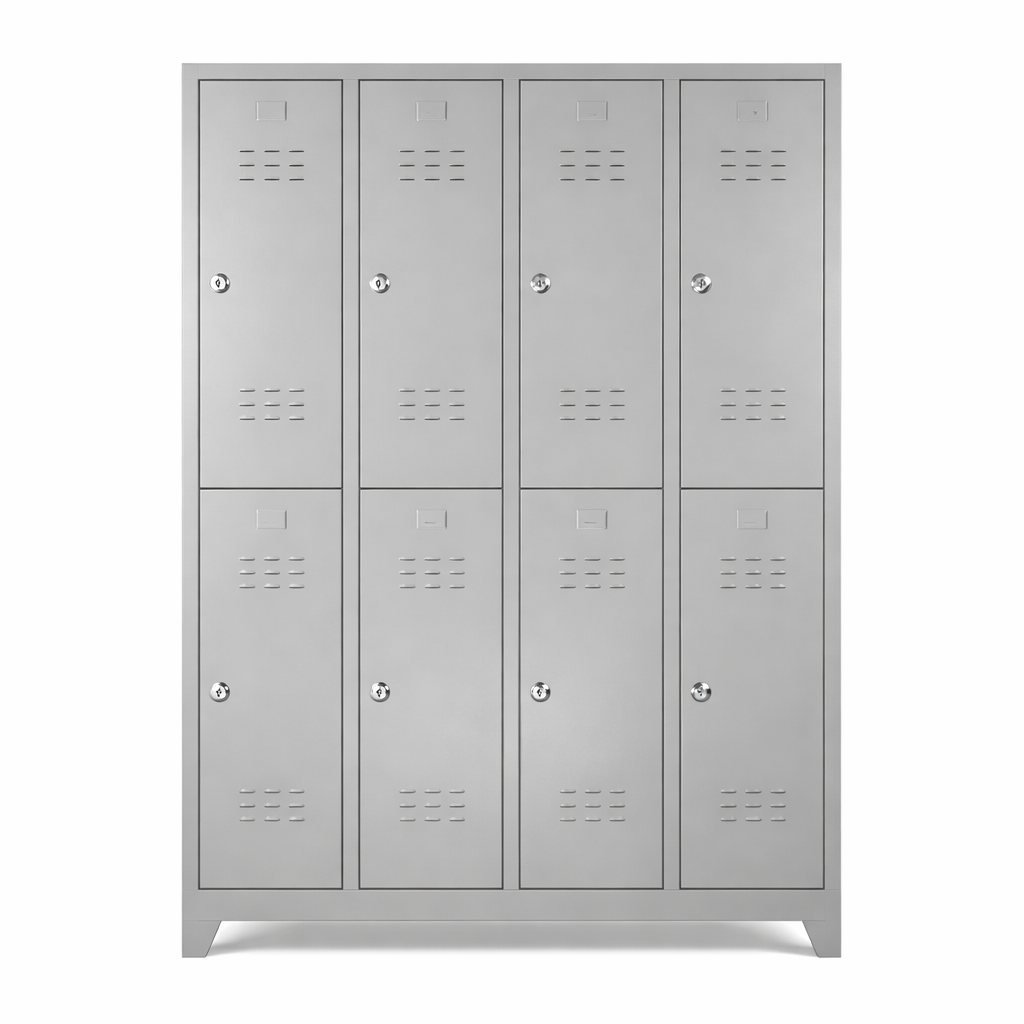 8 Kapaklı Çelik Personel Soyunma Dolabı (Geniş Kapaklı Model) RAL 7035