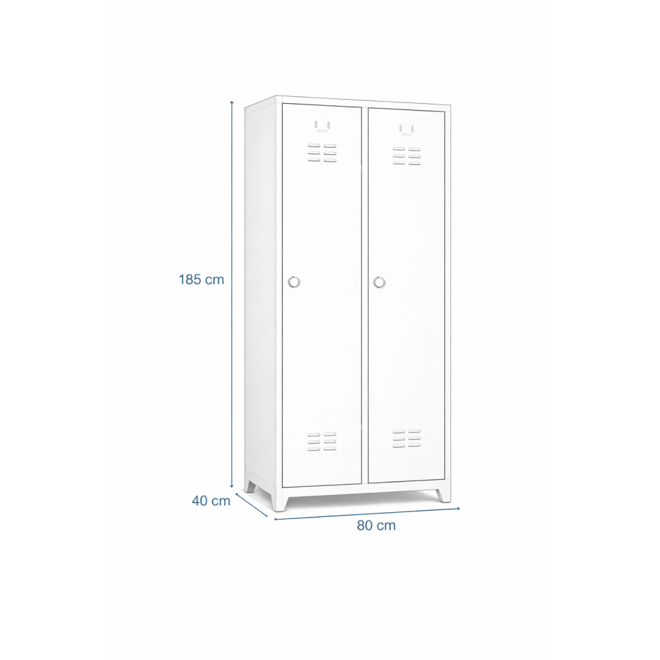 Standart 2 Kapaklı Çelik Personel Soyunma Dolabı – RAL 7035