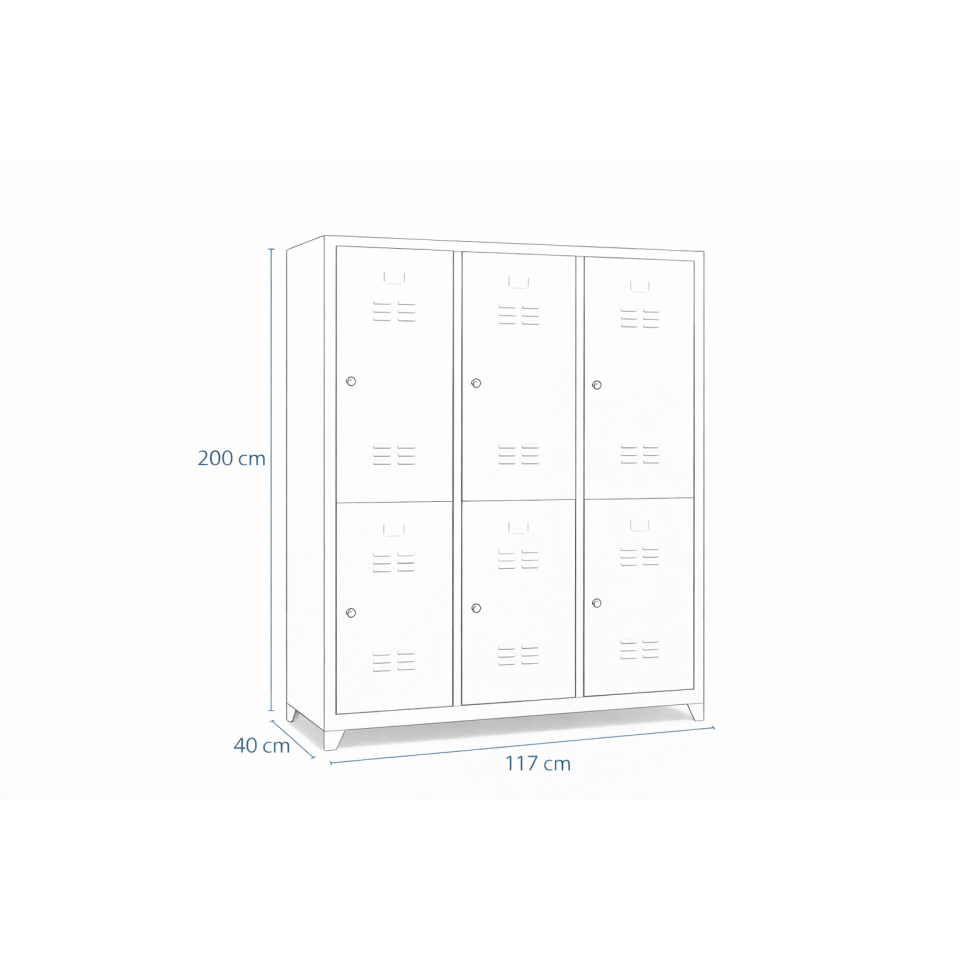Standart 6 Kapaklı Çelik Personel Soyunma Dolabı (Geniş Model)