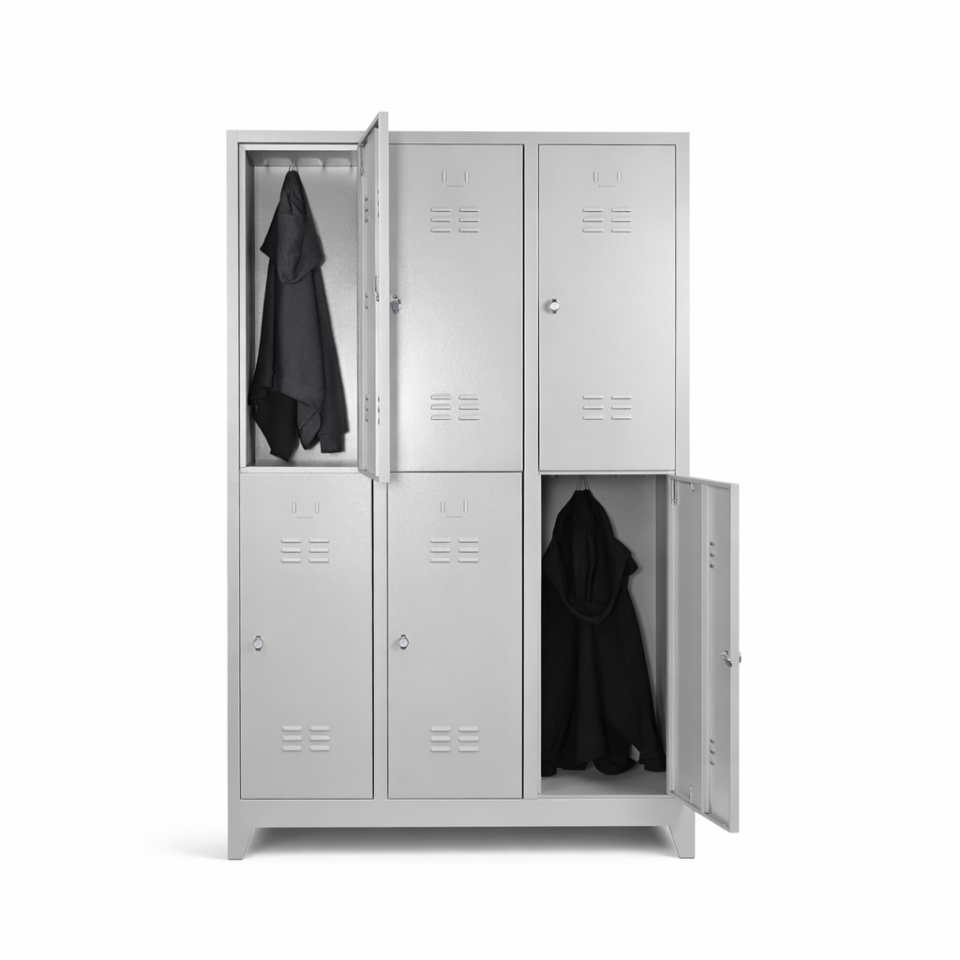 Standart 6 Kapaklı Çelik Personel Soyunma Dolabı (Geniş Model)