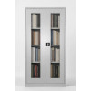 Camlı Çelik Kitap Dolabı Camlı çelik kitap dolabı 92x40x198 cm kitaplı önden görünüm