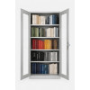 Camlı Çelik Kitap Dolabı Camlı çelik kitap dolabı 92x40x198 cm kitaplı önden görünüm