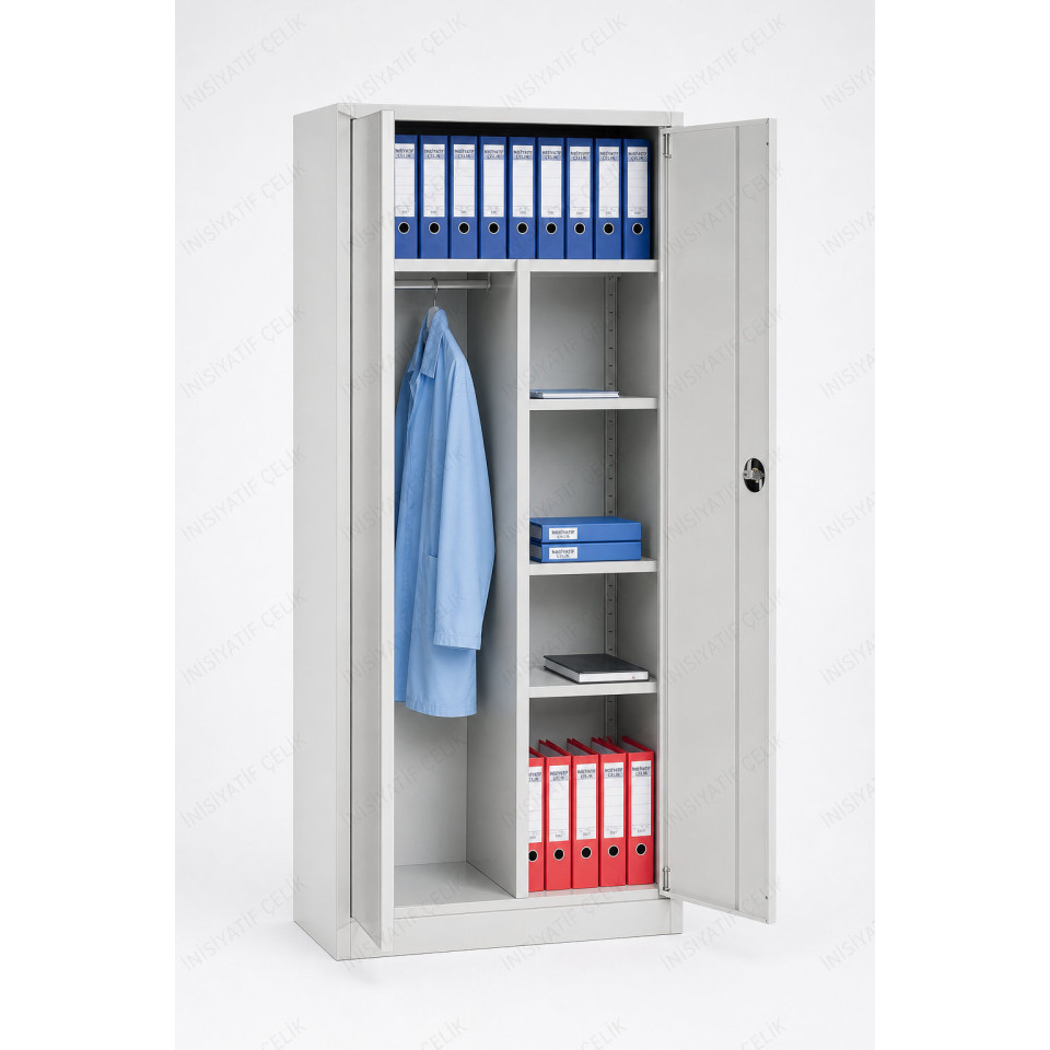 çift bölmeli çelik dosya ve soyunma dolabı 92x40x198 cm ral 7035