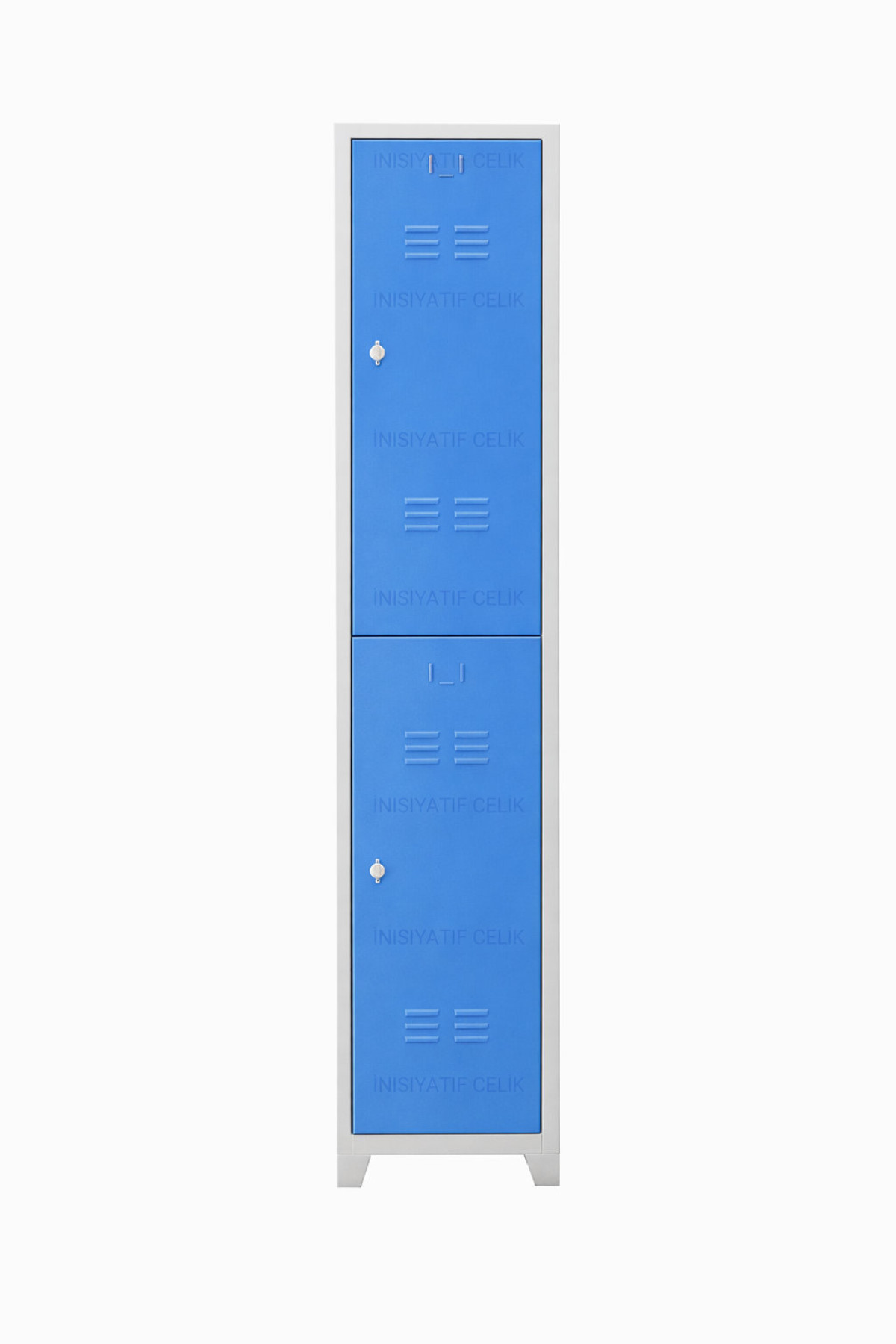 Dikey 2 Kapaklı Çelik Personel Soyunma Dolabı – Mavi (RAL 5015)