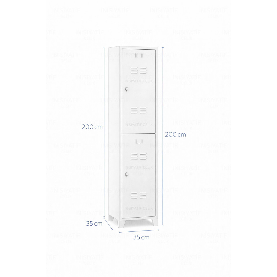 Dikey 2 Kapaklı Çelik Personel Soyunma Dolabı – Mavi (RAL 5015)