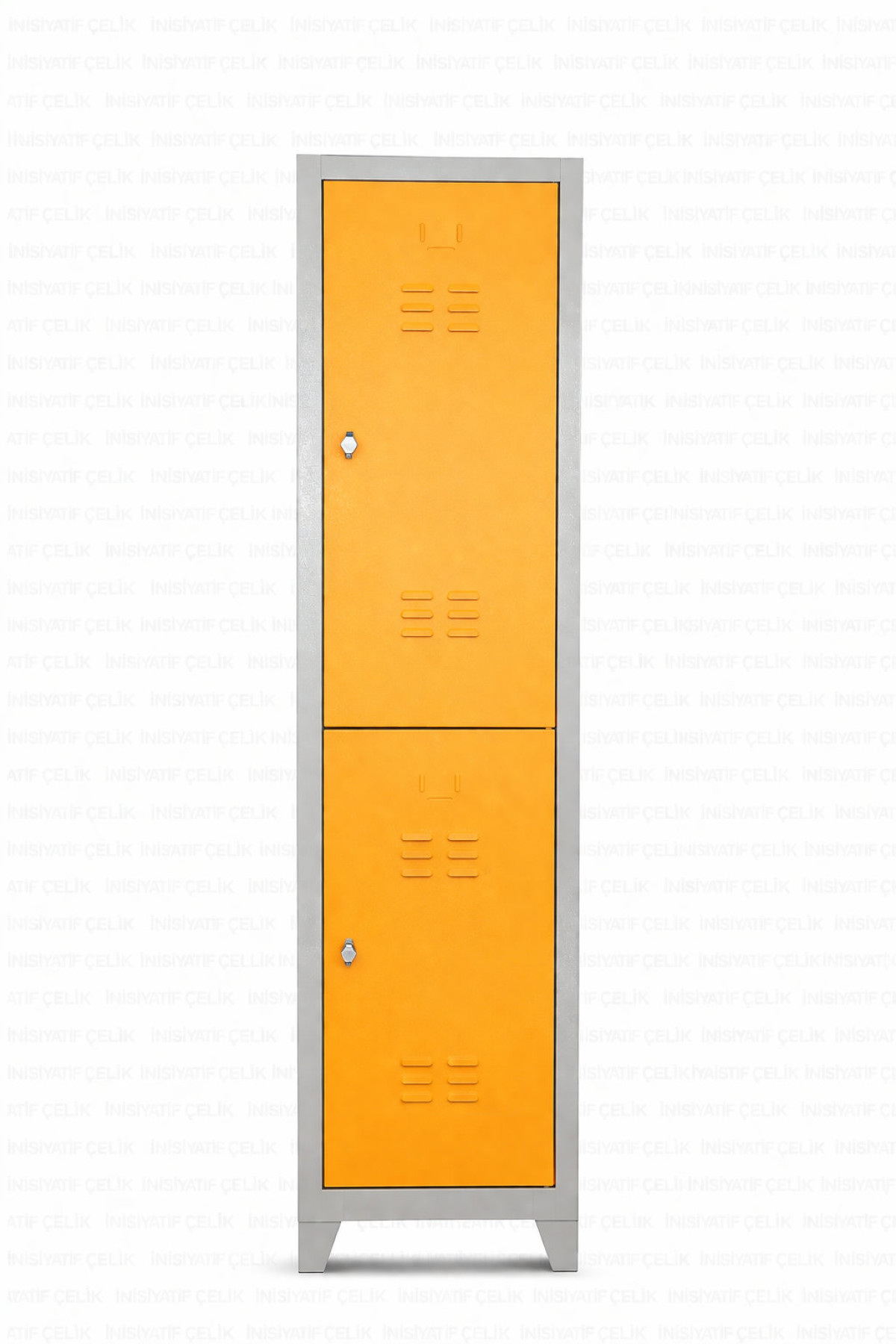 Standart 2 Kapaklı Çelik Personel Soyunma Dolabı (Alt Üst Model) – Sarı (RAL 1028)