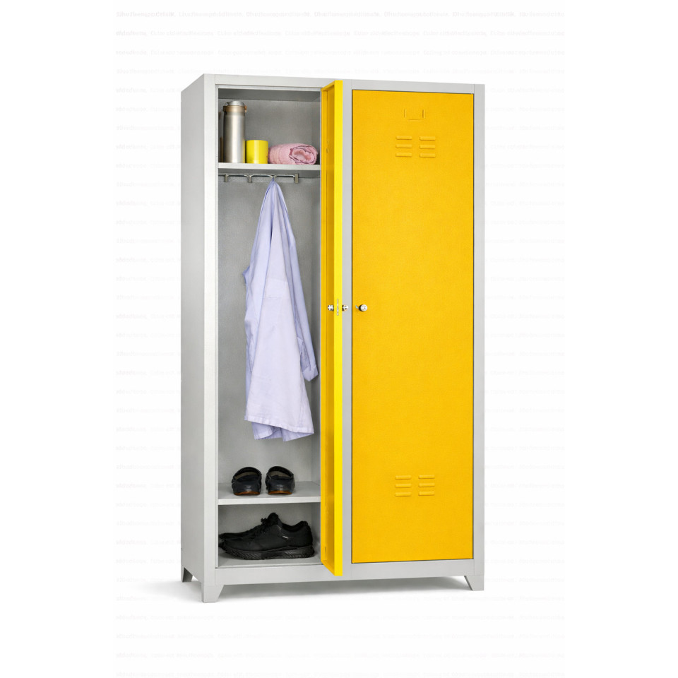 Standart 2 Kapaklı Çelik Personel Soyunma Dolabı – Sarı (RAL 1028)