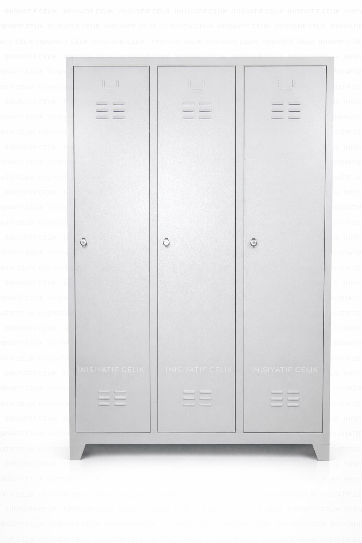 Standart 3 Kapaklı Çelik Personel Soyunma Dolabı – RAL 7035 (Geniş Model)