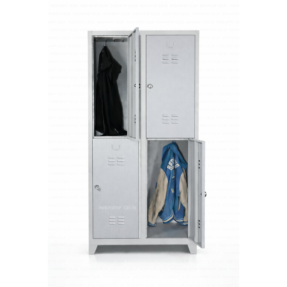 Standart 4 Kapaklı Çelik Personel Soyunma Dolabı – RAL 7035