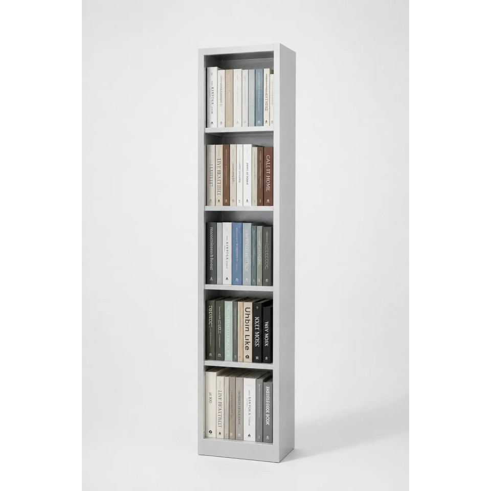 Yarım Kapaksız Kitap Dolabı Yarım kapaksız çelik kitap dolabı 50x40x198 cm dar tip kitaplı önden görünüm