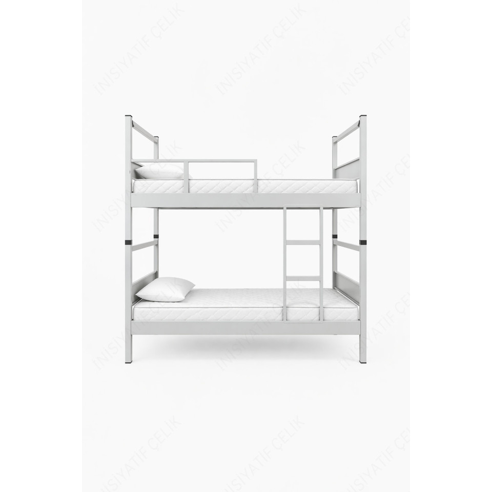 yurt tipi çelik ranza 90x190 cm demonte merdivenli ral 7035